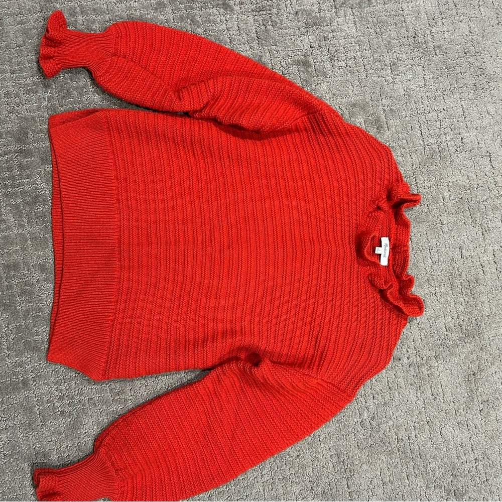 Red Ruffled Women's Sweater